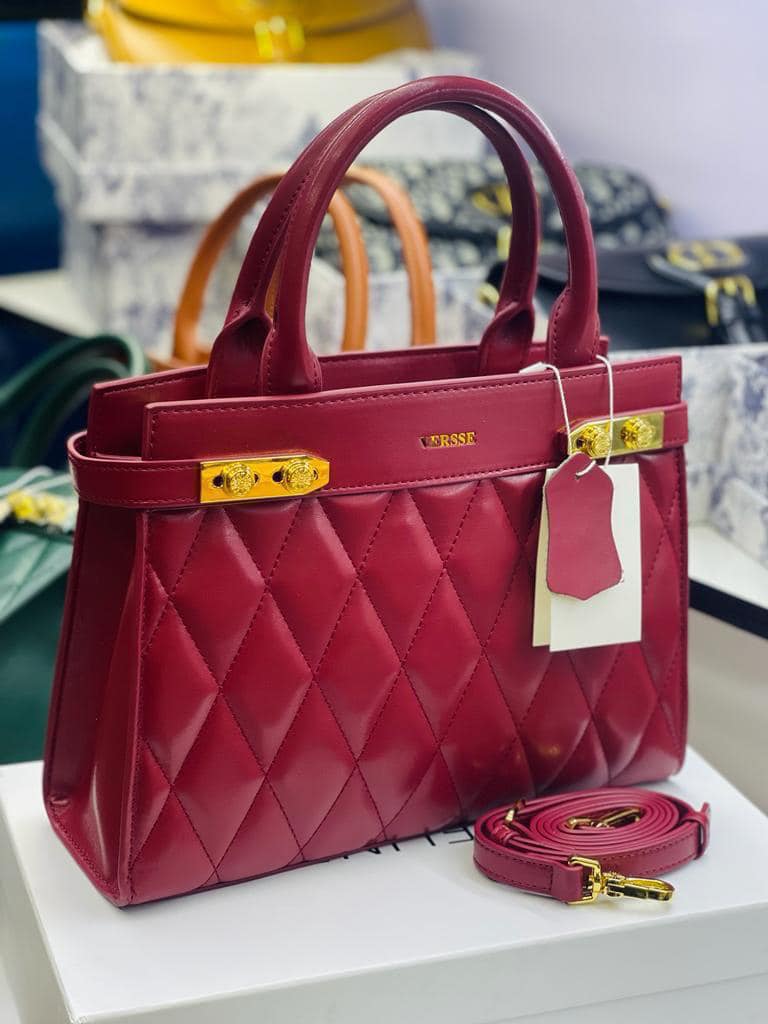 bagg1 Luxury Quilted Handbag – Wine Red - Image 1