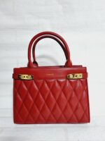 Luxury Quilted Handbag – Wine Red - Image 4