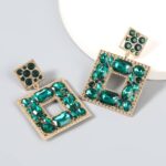 Bold Black Gem Geometric Statement Earrings - Image 2