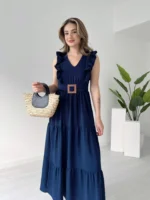 Vibrant Royal Blue Ruffle Maxi Dress - Image 2