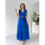 Vibrant Royal Blue Ruffle Maxi Dress