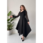 Elegant black midi dress