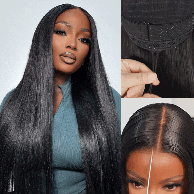 Pull Go Glueless Straight Hair 6×5 13×6 HD Pre Cut Lace Front Human Hair Wig Bleached Knots