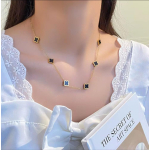 Elegant Black Clover Gold Necklace