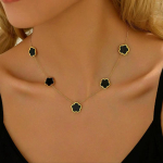 Elegant Black Clover Gold Necklace - Image 2