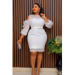 Elite Sheer-Shoulder Cocktail Dress