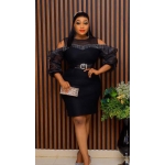 Elite Sheer-Shoulder Cocktail Dress - Image 2