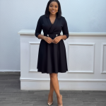 Classic Black Wrap Midi Dress