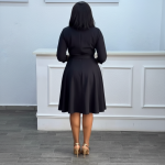 Classic Black Wrap Midi Dress - Image 2