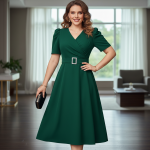 Emerald Grace Midi Dress