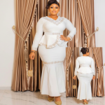 Royal White Peplum Mermaid Gown - Image 2