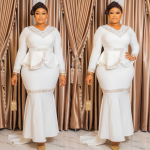 Royal White Peplum Mermaid Gown - Image 3