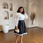 Elegant Black & White Midi Dress - Image 2