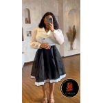 Elegant Black & White Midi Dress - Image 3