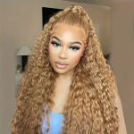 Honey Blonde Water Wave 6×5 13×4 HD Lace Full Frontal #27 Colored Human Hair Glueless Wig - Image 5
