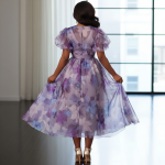 Enchanted Bloom Organza Midi Dress - Image 2