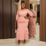 Blush Pink Tiered Peplum Gown - Image 2