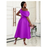 ELEGANT ONE-SHOULDER MIDI DRESS - Image 4