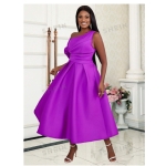 ELEGANT ONE-SHOULDER MIDI DRESS - Image 2