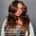Brown/Dark Burgundy Color Pre Styled Butterfly Layered Cut Loose Body Wave 6×5 Glueless Closure Wig - Image 3