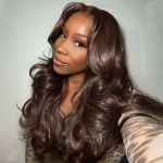 Brown/Dark Burgundy Color Pre Styled Butterfly Layered Cut Loose Body Wave 6×5 Glueless Closure Wig - Image 12