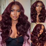 Dark 99J Color Body Wave 13×4 HD Lace Frontal Wig 100% Human Hair Pre Plucked - Image 2