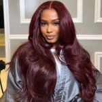Dark 99J Color Body Wave 13×4 HD Lace Frontal Wig 100% Human Hair Pre Plucked - Image 3
