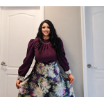 Elegant Purple Blouse & Floral Maxi Skirt Set - Image 2