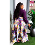 Elegant Purple Blouse & Floral Maxi Skirt Set - Image 4