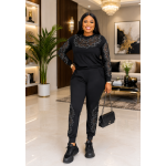 Elegant Black Rhinestone Lounge Set - Image 3