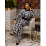 Women's Luxury Geometric Knit Two-Piece Set - Image 4