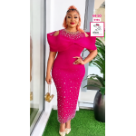 Elegant Fuchsia Embellished Evening Dress