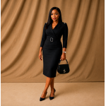 Blazer-Inspired Belted Midi Dress - Image 3
