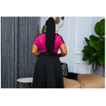 Elegant Two-Tone Fit & Flare Midi Dress - Image 4