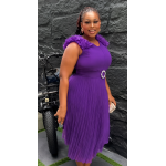 Elegant Purple Pleated Midi Dress - Image 2