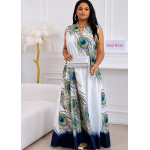 Peacock Print Maxi Dress
