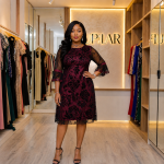 Elegant Burgundy Floral Mesh Dress
