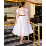 White & Gold Elegant Midi Dress - Image 4
