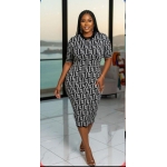Women's Luxury Monogram Knit Midi Dress