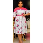 Elegant Floral Polka Dot Midi Dress