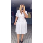 Elegant Short Sleeve Pleated Blazer Dress - Image 2
