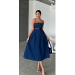 Elegant Denim-Inspired Midi Dress