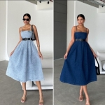 Elegant Denim-Inspired Midi Dress - Image 3