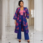 Elegant 2-Piece Floral Kimono Pant Set - Image 2