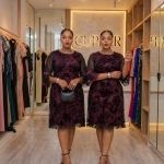 Elegant Burgundy Floral Mesh Dress - Image 4